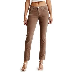 AG Adriano Goldschmied Stevie Taupe Prima Cigarette Leg Corduroy Pants Sz 28